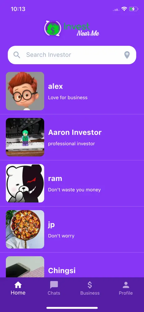 Invest Near Me Investors Screen